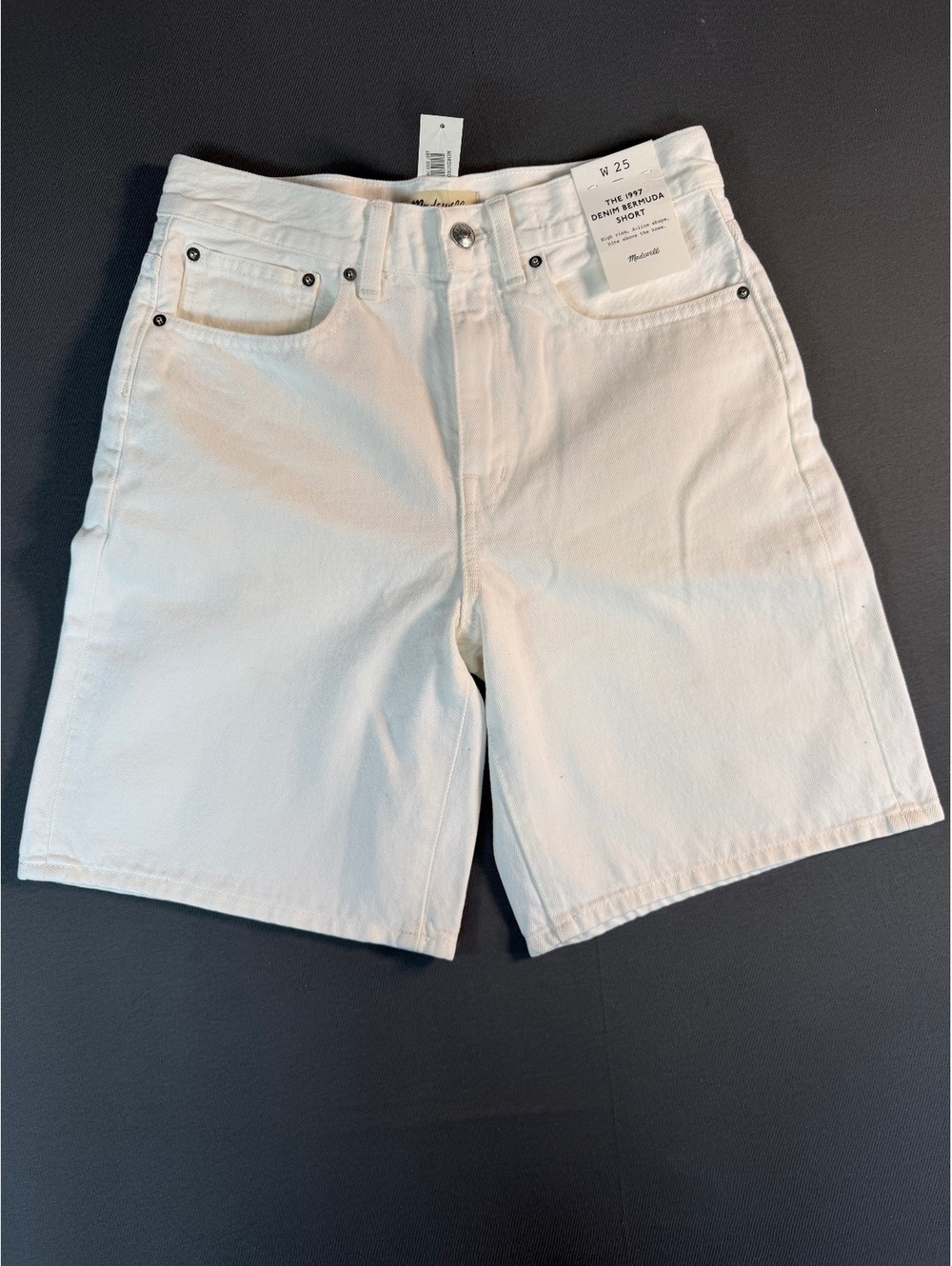 Madewell The 1997 Denim Bermuda Shorts White Size 25 High Rise A-Line